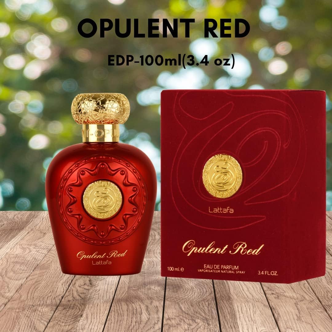 Lattafa Perfumes Opulent Red for Unisex Eau de Parfum Spray, 3.4 Ounce