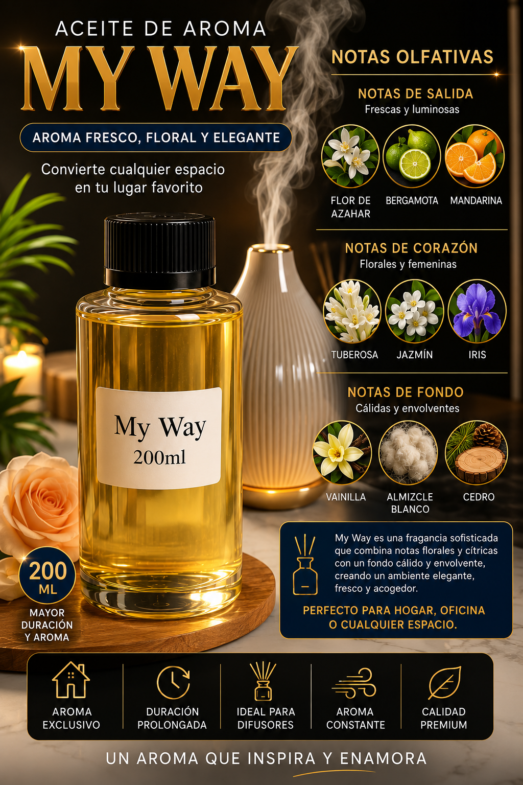 Aceite de Aroma My Way para Difusor Aromático 200 ml