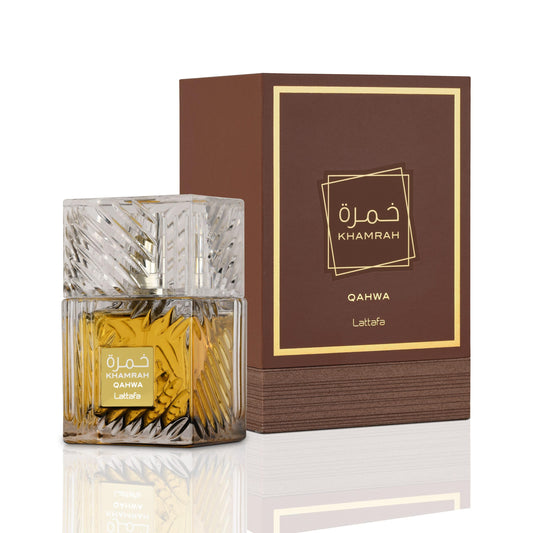 Lattafa Khamrah Qahwa - Eau de Parfum en espray unisex, 3.4 onzas