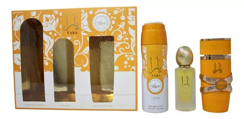 Set de 3 piezas Lattafa Yara Tous: Spray EDP de 3,4 oz + Bruma para el cabello de 1,7 oz + Spray para el cuerpo de 6,7 oz