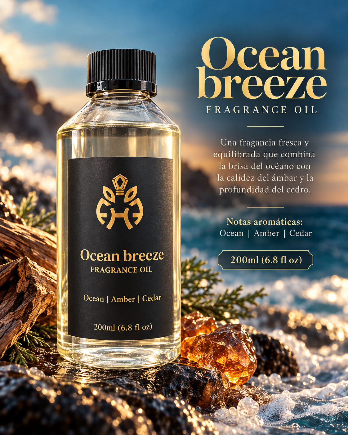 Ocean Breeze Diffuser Fragrance Oil 200ml – Aceite Aromático para Difusores