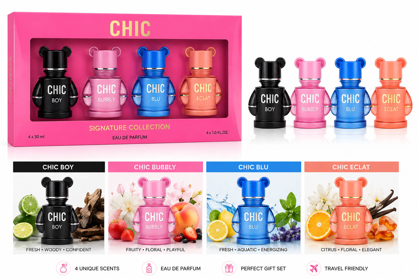 Emper Chic Signature Collection Gift Set 4 x 30ml Eau de Parfum | Perfume Gift Set