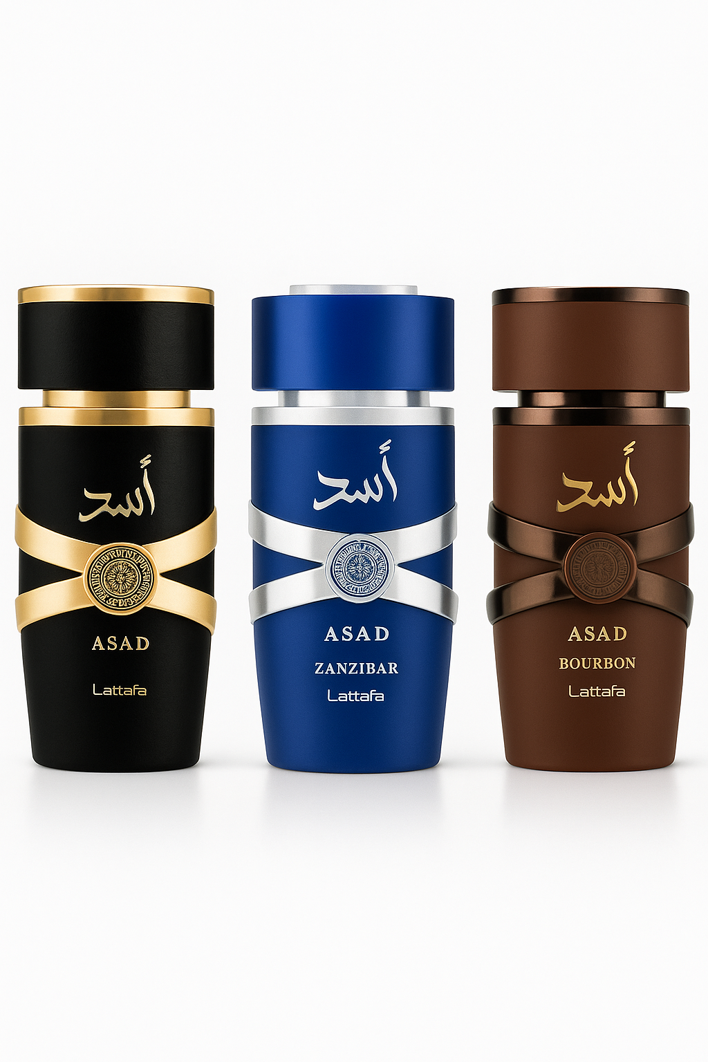 Set Exclusivo Lattafa Asad Collection – Asad Original, Asad Zanzibar & Asad Bourbon
