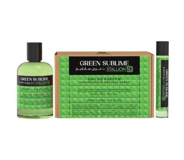 SET GREEN SUBLIME DE STALLION 53 UNISEX (2 piezas) EDP SP - 100 ml (3.4 oz) y 20 ml (0.68 oz) De Emper