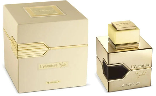 Al Haramain L'Aventure Gold - Perfume árabe para mujer - Perfume duradero para mujer - Fragancias florales amaderadas - Eau de Parfum para mujer - 3.4 oz